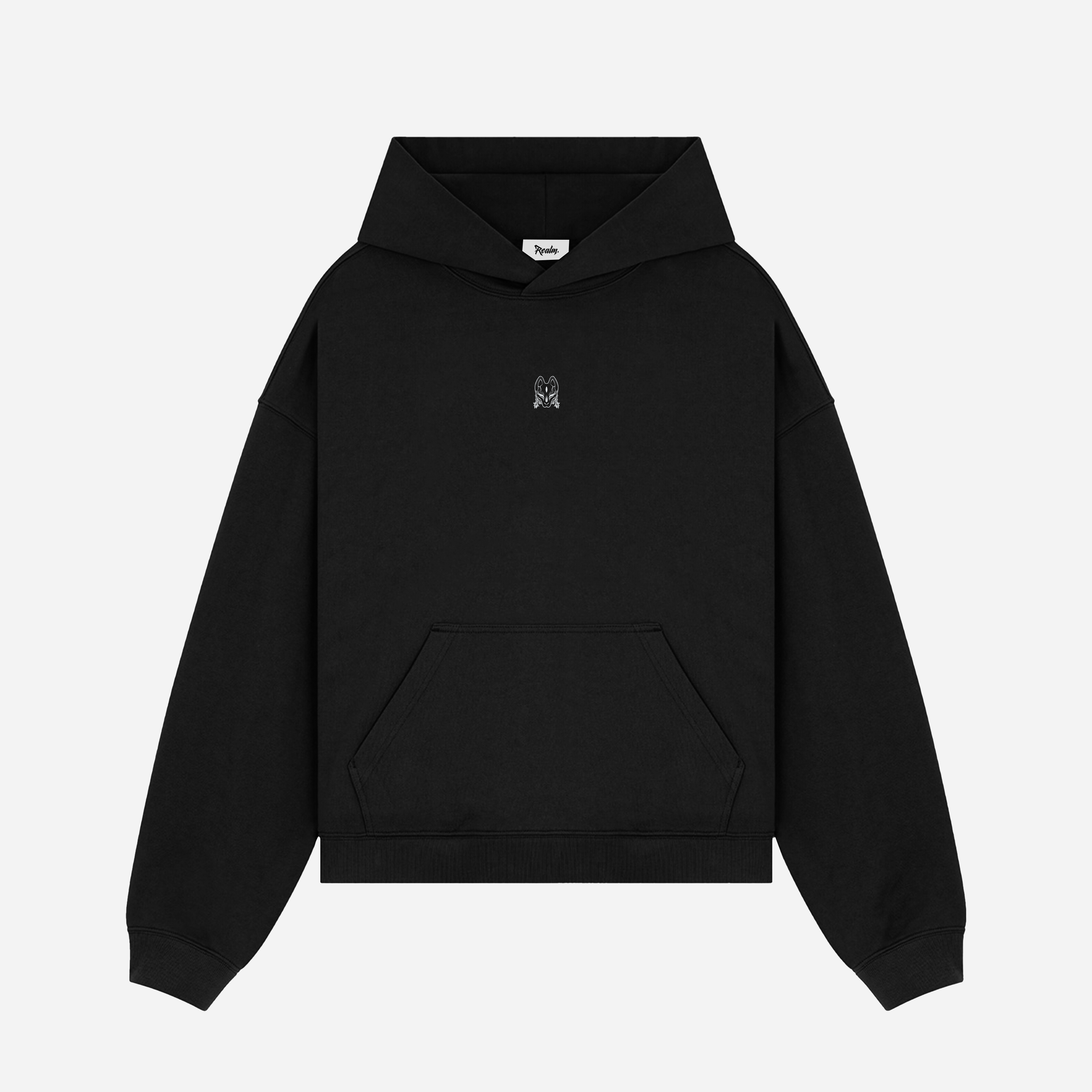 Realm Oversized Cropped Hoodie (Black)